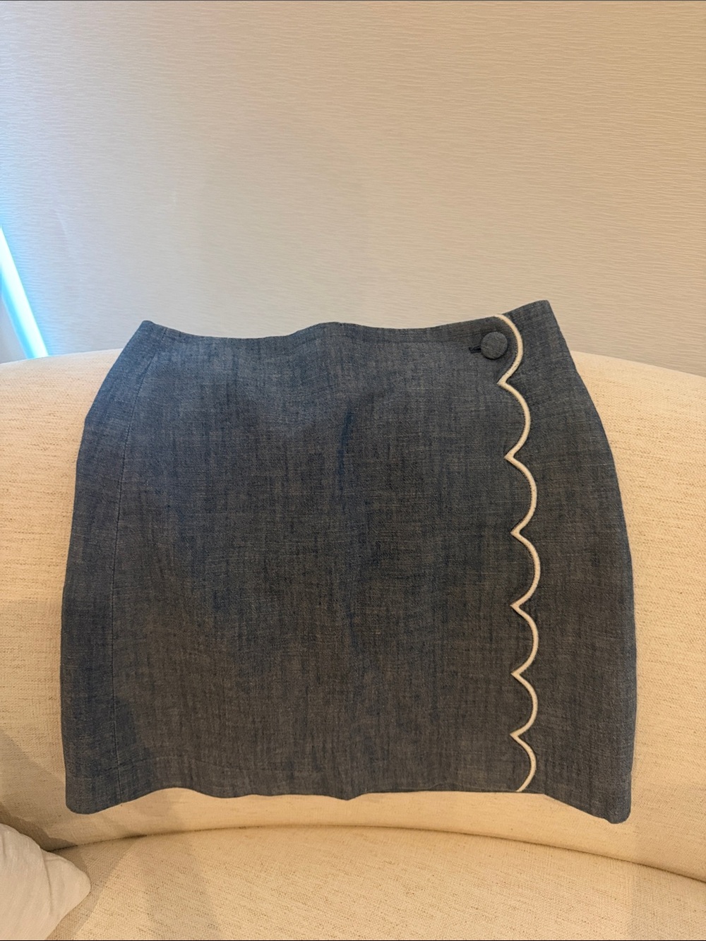 J. Crew Blue Denim Mini Skirt with Scallop Trim - Picture 5 of 5